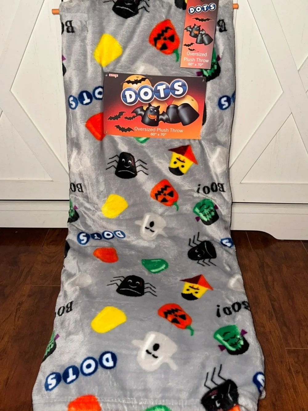Dots Gray Halloween Candy Plush Throw Blanket